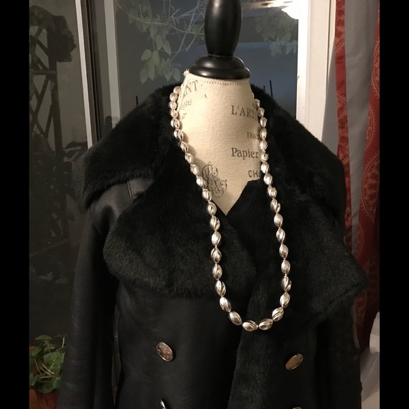 Silver Beaded Necklace w/ Magnetic Closure 37” - Picture 3 of 4